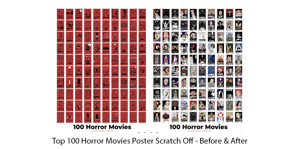 100 Horror Movies Scratch-Off Chart